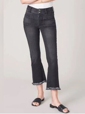Spartina 449 Juliette Jeans size 12 High Rise Cropped Kick Flare Charcoal Wash